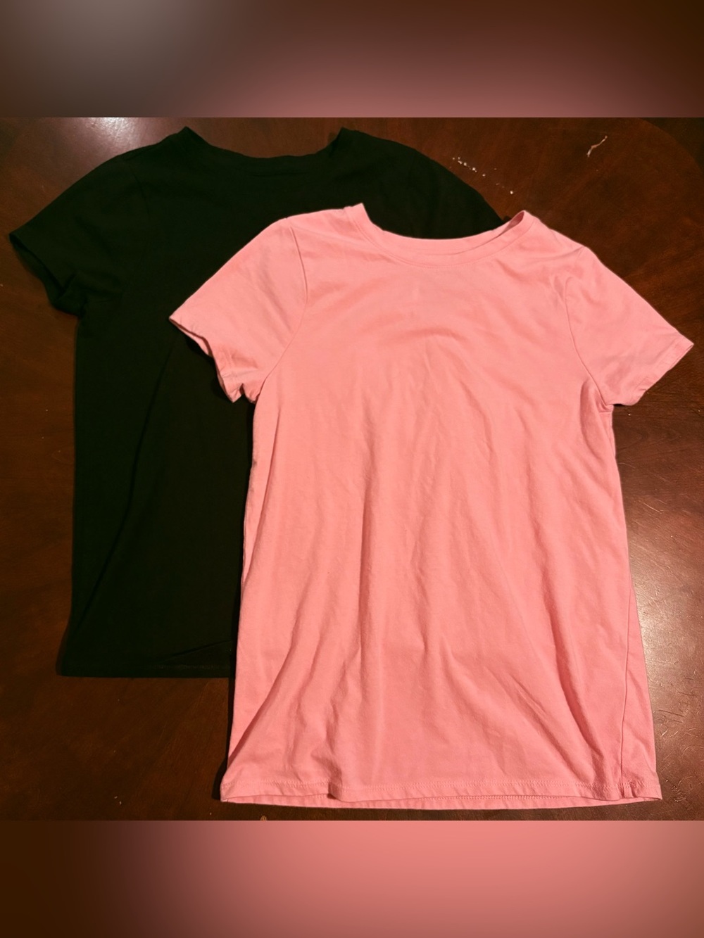 Girls Lot Of 2 T-shirts Size XL 14 Cat & Jack Pink Black Solid Casual Tops EUC